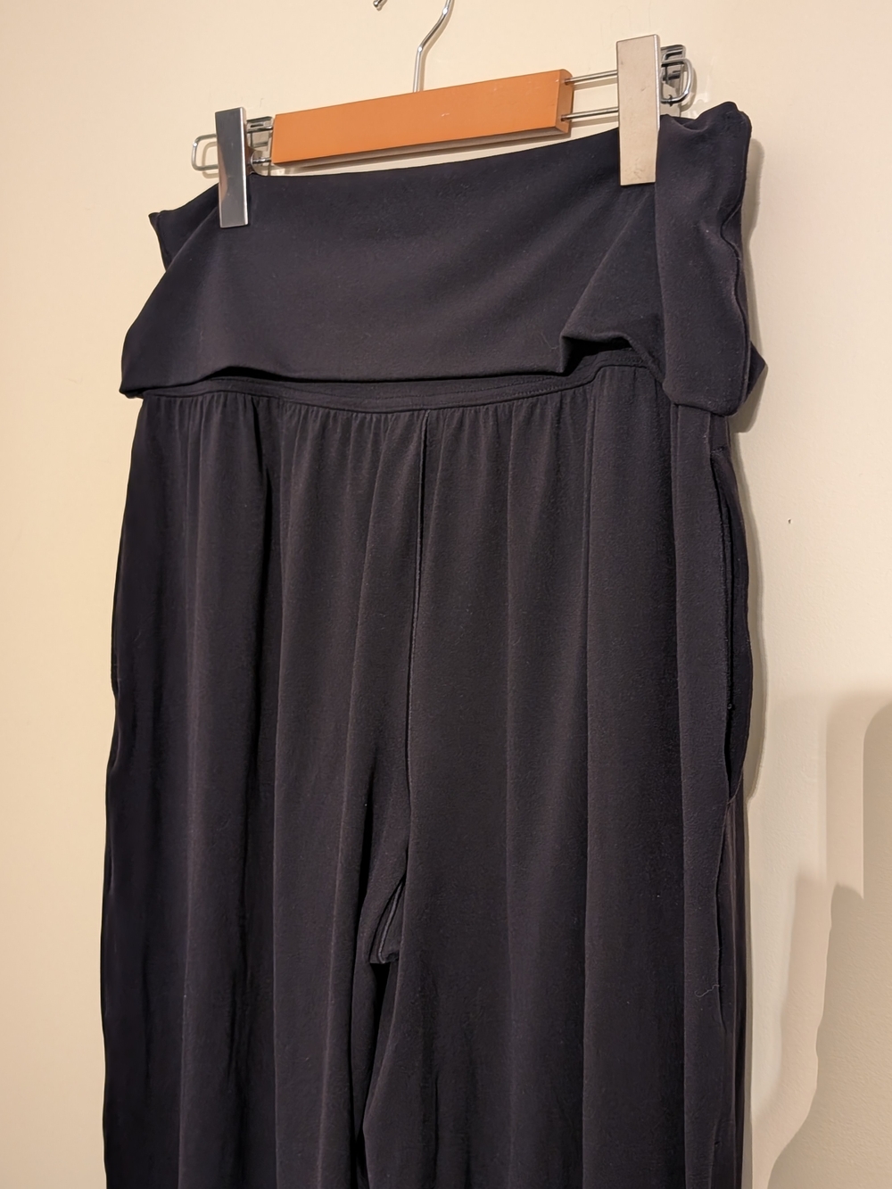 OFFLINE by Aerie Real Me Foldover Super Wide Leg Pants Black, Size Large